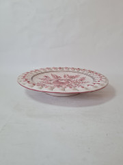 Тарелка декоративная винтажная Im Stil Karlsruhe с розовым цветочным декором, эффект кракелюра, керамика, 25 см, Германия, 1960-70гг.