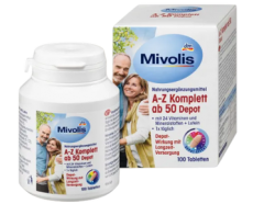 Mivolis A-Z Komplett ab 50 Tabletten Дас Гезунде Плюс, Комплексные витамины против старения От А до Z Komplett, для людей старше 50 лет, 100 шт