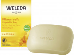 WELEDA CALENDULA Pflanzenseife, 100 g, Растительное мыло с календулой и ромашкой для мягкого очищения рук и тела, 100 г