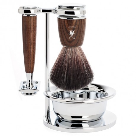 Muhle Rytmo 4tlg. Rasierset, Black Fibre Esche gedampft Ритм 4 части Бритвенный набор, пропаренный черный пепел