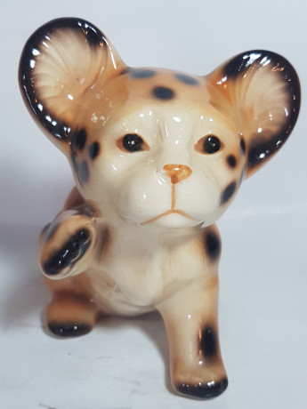 Фигурка винтажная "Дитеныш леопарда", керамика, 17 х 12 см, СССР, 1960-70гг.