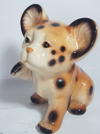Фигурка винтажная "Дитеныш леопарда", керамика, 17 х 12 см, СССР, 1960-70гг.