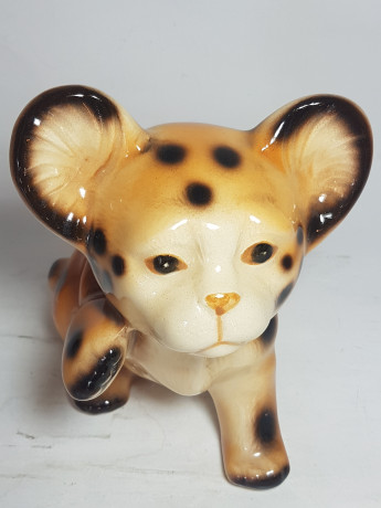 Фигурка винтажная "Дитеныш леопарда", керамика, 17 х 12 см, СССР, 1960-70гг.