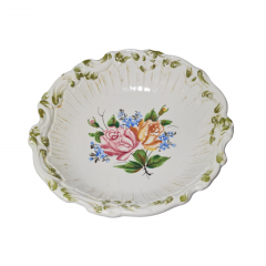 Bassano Italy im Still Круглое блюдо с фактурным краем "Розы и незабудки", 25 x 7см, Италия, 1960-70гг.