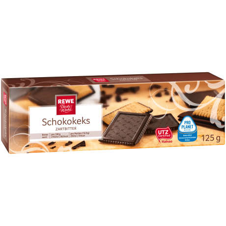 REWE Beste Wahl Schokokeks zartbitter Песочное печенье с темным шоколадом 125г