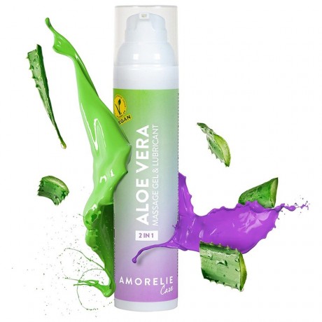 Amorelie 2 in 1 Massage und Gleitgel Aloe Vera  2 в 1 массажно-смазывающий гель алоэ вера
