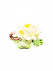 Подсвечник винтажный Im Stil Capodimonte &quot;Желтая роза&quot;, с ручкой, фарфор, 8 х 5 см, Италия, 1960-70гг.