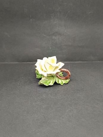 Подсвечник винтажный Im Stil Capodimonte "Желтая роза", с ручкой, фарфор, 8 х 5 см, Италия, 1960-70гг.