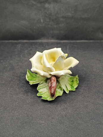 Подсвечник винтажный Im Stil Capodimonte "Желтая роза", с ручкой, фарфор, 8 х 5 см, Италия, 1960-70гг.