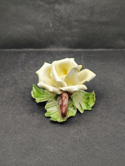 Подсвечник винтажный Im Stil Capodimonte &quot;Желтая роза&quot;, с ручкой, фарфор, 8 х 5 см, Италия, 1960-70гг.