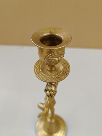 Подсвечник винтажный Im Stil Messing с фигуркой мальчика, со свечой, бронза, 21.5 х 6 см, Германия, 1970-80гг.