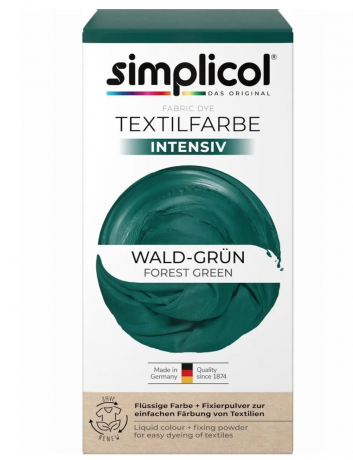 Simplicol Textilfarbe intensiv Wald-Grun, Краска для ткани зелёная интенсивная, жидкая, для стиральной машины 40 , 150 мл + фиксатор 400 г