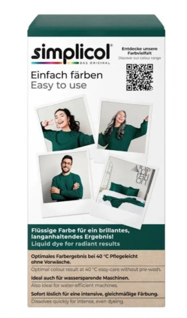 Simplicol Textilfarbe intensiv Wald-Grun, Краска для ткани зелёная интенсивная, жидкая, для стиральной машины 40 , 150 мл + фиксатор 400 г