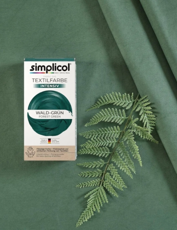 Simplicol Textilfarbe intensiv Wald-Grun, Краска для ткани зелёная интенсивная, жидкая, для стиральной машины 40 , 150 мл + фиксатор 400 г