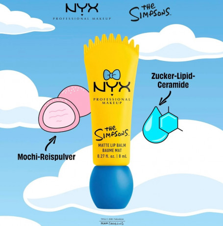 NYX Professional Makeup The Simpsons, Peekaboo Blue, бальзам для губ 8 мл, увлажняющий, матовый, стойкий тинт для губ