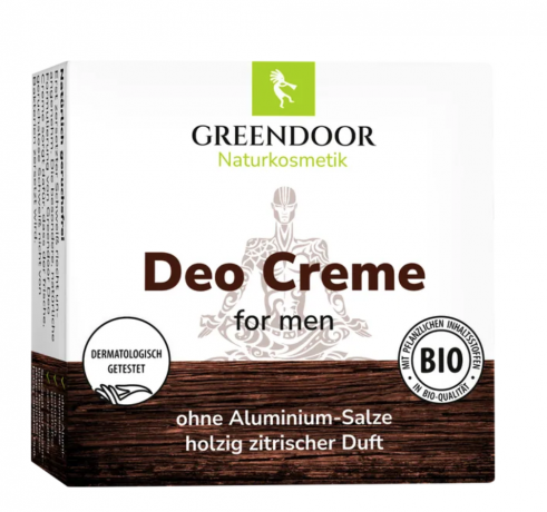 GREENDOOR Deo Creme for men 50ml, Крем дезодорант для мужчин, с органическими растительными маслами, без белых следов, без солей алюминия и без спирта, защита до 24ч, 50мл 