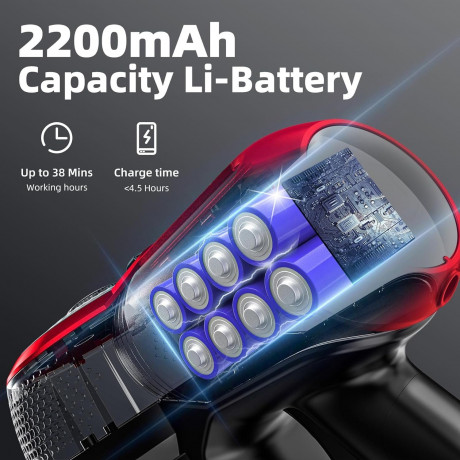 CONOPU CONOPU Akku-Hand-und Stielstaubsauger, 160,00 W, beutellos, Staubsauger 25Kpa Staubsauger Kabellos 160W mit 2 Saugmodi LED-Leuchte Беспроводной ручной и стержневой пылесос CONOPU, 160,00 Вт, без мешка, пылесос, беспроводной пылесос 25 кПа, 160 Вт,