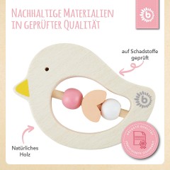 bieco Greifling Baby Beissring Vogel aus Holz Spielzeug mit Holzperlen Zahnungshilfe Beissringe Игрушка-клатч детский прорезыватель для зубов птичка из дерева игрушка с деревянными бусинами прорезыватель для зубов прорезыватель для зубов
