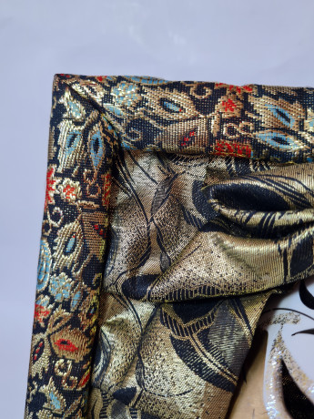 Панно винтажное "Маска" в красочной раме, текстиль / объемное декорирование, 22.5 х 22.5 см, Германия, 1960-70гг.