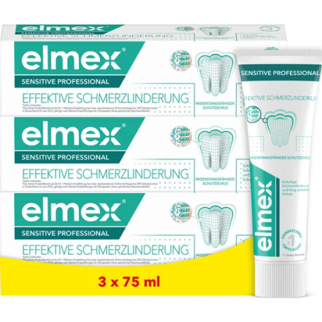 elmex Sensitive Professional Zahnpasta 3x 75 ml Vorteilspack, Зубная паста Sensitive Professional с аргинином для чувствительных зубов, 3 × 75 мл