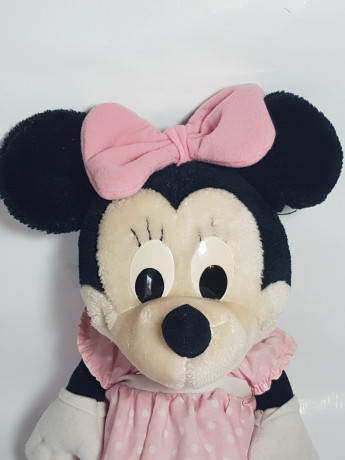 Игрушка мягкая винтажная Minney Maus в розовом платье, 40 см, Германия, 1980-90гг.