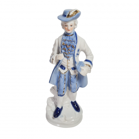 Две статуэтки винтажные "Кавалер в сюртуке и шляпе" и "Дама в шляпе с зонтом", фарфор, Китай, 1970-80гг.