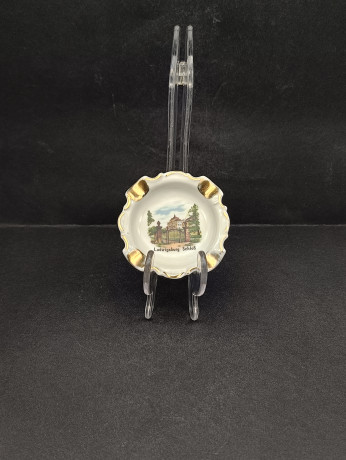 Пепельница винтажная Gerold Bavaria "Замок Людвигсбург", с позолотой, фарфор, 7.5 см, Германия, 1970-80гг.