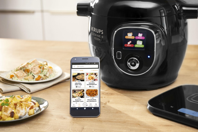 Krups Krups Multikocher CZ8568 Cook4Me+ Grameez, 1600 W, 6 l Schussel, vernetzte Waage, 300 Rezepte, 6 Programme, kompatibel mit Cook4Me-App  Мультиварка Krups CZ8568 Cook4Me+ Grameez, 1600 Вт, чаша 6 л, подключаемые весы, 300 рецептов, 6 программ, совмес