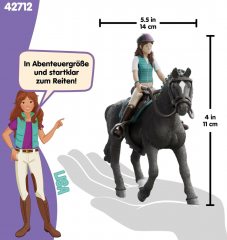 Schleich Horse Club 42712 Лиза и Шторм, Игровая фигурка  девочка-наездница с лошадью, подвижная фигурка, набор из 6 элементов, для детей от 5 лет