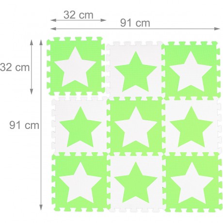 relaxdays 27 x Puzzlematte Sterne weiss-grun 27 x коврик-пазл звезды бело-зеленый