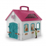 Schleich Horse Club 42703 Игровой набор "Домик маленького подковы", конюшня с лошадью и жеребёнком, фигурки, складной кейс, аксессуары, от 5 лет, Германия