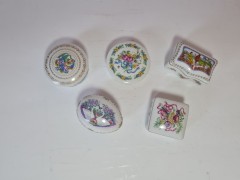 PORCELAINE FINE DE Limoges Коллекционные фарфоровые шкатулки, 5,5 см, 5 штук, Франция, 1960-70гг.