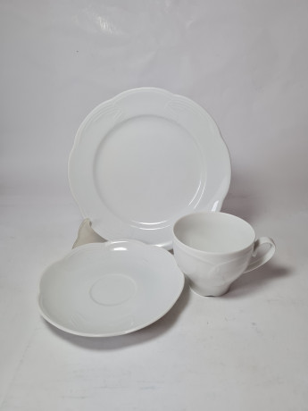 Кофейное трио винтажное Schumann, белый фарфор с фактурным узором, Германия, 1960-70гг.