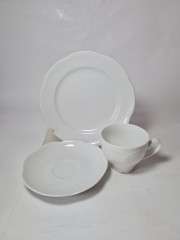 Кофейное трио винтажное Schumann, белый фарфор с фактурным узором, Германия, 1960-70гг.