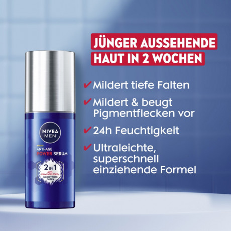 NIVEA MEN Anti-Age Hyaluron 2in1 Serum, 30 ml, Нивеа Мужская сыворотка для лица, гиалурон и Luminous630, anti-age и против пигментации, 30 мл