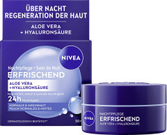 NIVEA Nachtpflege erfrischend Aloe Vera + Hyaluronsaure, 50 ml, Нивеа ночной крем гиалуроновая кислота, пантенол, алоэ вера 50 мл