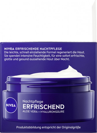 NIVEA Nachtpflege erfrischend Aloe Vera + Hyaluronsaure, 50 ml, Нивеа ночной крем гиалуроновая кислота, пантенол, алоэ вера 50 мл