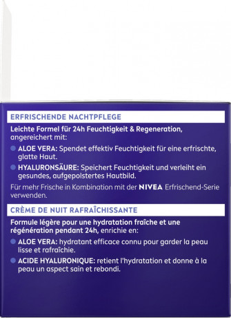 NIVEA Nachtpflege erfrischend Aloe Vera + Hyaluronsaure, 50 ml, Нивеа ночной крем гиалуроновая кислота, пантенол, алоэ вера 50 мл