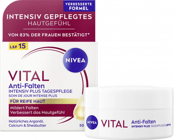 NIVEA VITAL Anti-Falten Intensiv Plus Tagespflege LSF 15, 50 ml, Нивеа Дневной крем для лица для зрелой кожи, SPF 15, против глубоких морщин, 50 мл