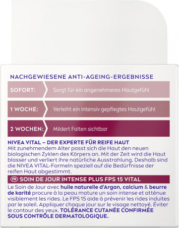 NIVEA VITAL Anti-Falten Intensiv Plus Tagespflege LSF 15, 50 ml, Нивеа Дневной крем для лица для зрелой кожи, SPF 15, против глубоких морщин, 50 мл