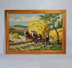 Картина винтажная Goeblin Im Stil "Человек с повозкой и лошадьми", вышивка в деревянной раме, 55 x 40 см, Германия, 1960-1970гг.