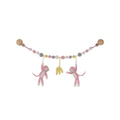 SindiBaba® Kinderwagenkette Affe CHARLIE gehakelt mit Rasseln Обезьянка-цепочка для коляски CHARLIE связана крючком с погремушками.