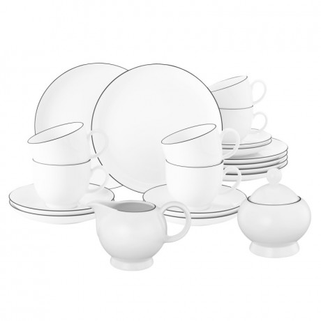 Seltmann Weiden Seltmann Weiden Lido Black Line Kaffee-Set rund 20-tlg. Кофейный сервиз Seltmann Weiden Lido Black Line из 20 предметов.
