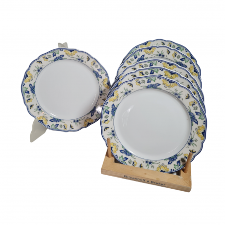 Тарелка винтажная Hutschenreuther с ботаническим принтом, фарфор, 6 шт., 19 см, Германия, 1970-80гг.