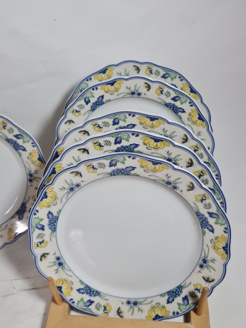 Тарелка винтажная Hutschenreuther с ботаническим принтом, фарфор, 6 шт., 19 см, Германия, 1970-80гг.