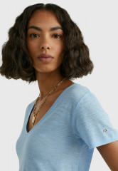 Tommy Hilfiger SLUB V-NECK Basic T-shirt vessel blue SLUB V-NECK Базовая футболка сосуд синий