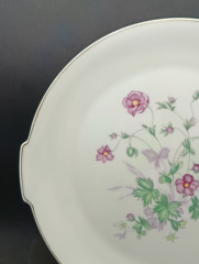 Блюдо винтажное H&amp;G Selb / Heinrich Bavaria с ручками, розовые цветы, фарфор, 29 см, Германия, 1960-70гг.