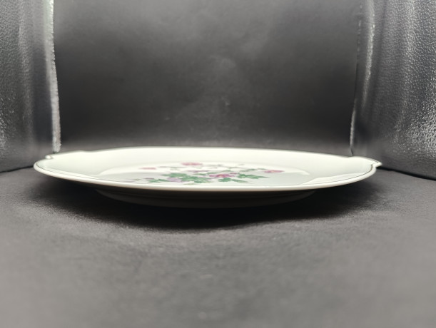 Блюдо винтажное H&G Selb / Heinrich Bavaria с ручками, розовые цветы, фарфор, 29 см, Германия, 1960-70гг.