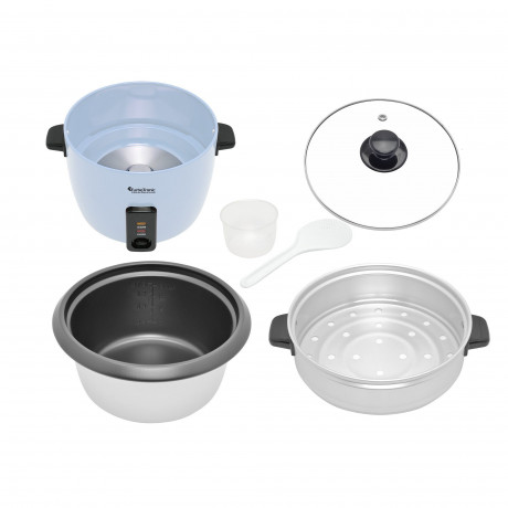 TurboTronic by Z-Line TurboTronic by Z-Line Reiskocher 1 Liter mit Dampfgareinsatz aus Edelstahl PLASTIKFREI, 400 W, mini Design Dampfgarer kleiner Reistopf Milchreis Cooker blau Рисоварка TurboTronic от Z-Line 1 литр с пароваркой из нержавеющей стали БЕЗ
