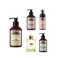 Bali Curls Complete Care Set, Набор для кудрявых волос: шампунь, кондиционер, пенка, гель и масло для локонов, 5 средств
